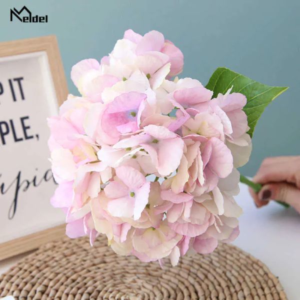 

meldel artificial silk flowers hydrangea branch home wedding decor autum silk fake flowers plastic stem party room decor flowers x0726, Silver