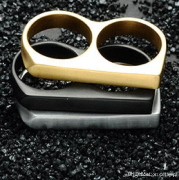 

stainless steel finger buckle doublefinger brass steel ring hiphop glossy knuckles ring gold ring escape gadget45244140941