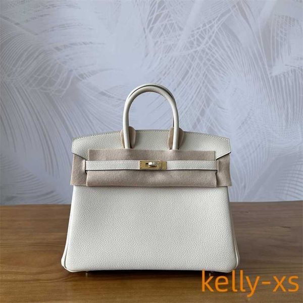 

designer 5a h ermess birkins handbag handmade wax thread handheld women's bag litchi pattern togo skin milk shake whiteqq