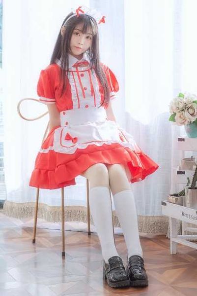 

set new sweet gothic lolita dress french maid costume anime cosplay sissy maid uniform plus halloween costumes for womenhkd230703, Black;white
