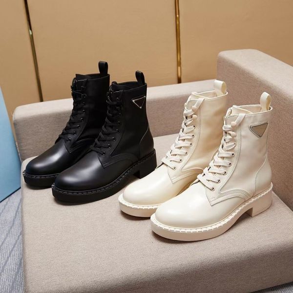 

autumn winter letter boots woman soled zipper designer boot soft cowhide lady platform lace up casual shoe leather fashion high women shoes, Black