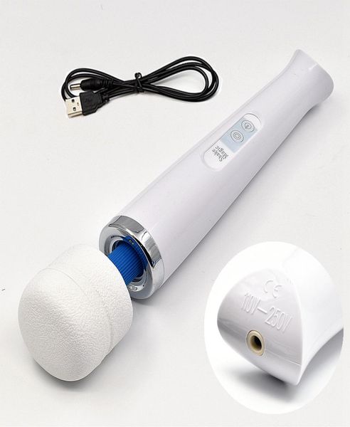 

30 speeds cordless magic wand massager rechargeable white muscle relax vibrator3096233