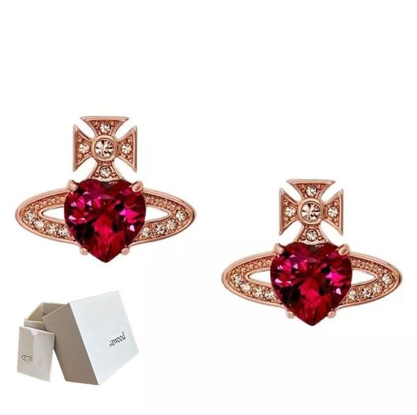 

saturn charm love diamond brand designer geometry celebrity round water diamond earrings wedding party jewelry with box perfect, Golden