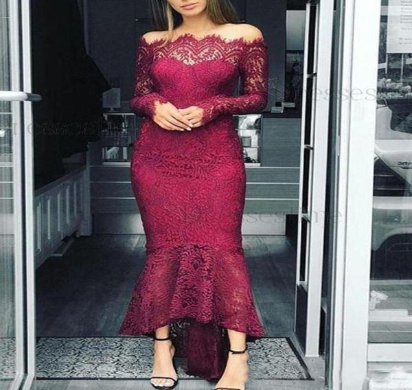 

burgundy mermaid wedding guest dress off shoulder african bridesmaid dresses long sleeve maid of honor cocktail party g9258139, White;pink