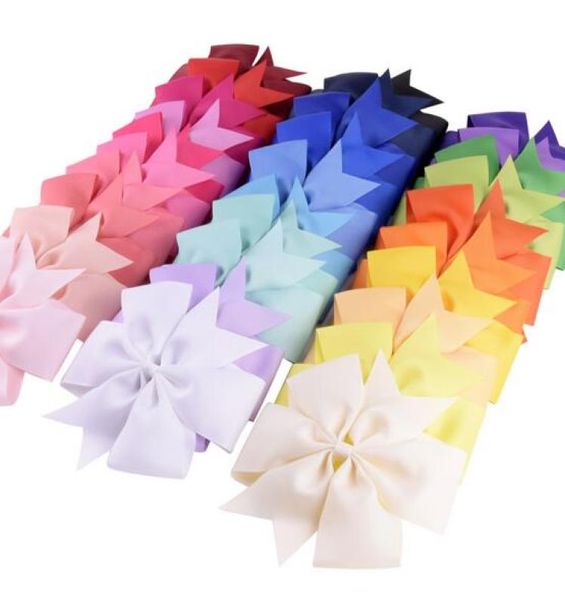 

new 30 colors girl hair bows solid colors 6 inch bow design girl clippers girls hair clips hair accessory9348284, Slivery;white