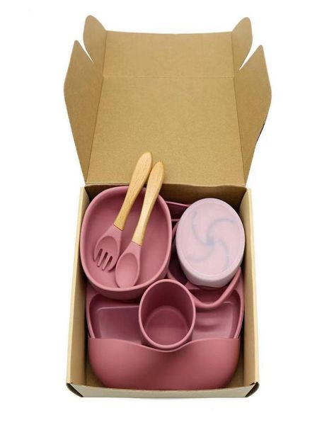 

baby tableware 2pcs kids feeding nonslip bowl waterproof spoon crockery bpa silicone dishes for plate 3nnh3490644