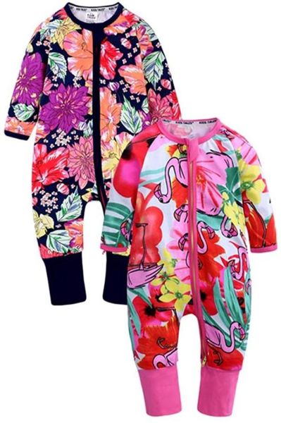 

baby boys girls sleepwear autumn long sleeve bamboo print zipper romper newborn baby boy clothes8891654, Blue