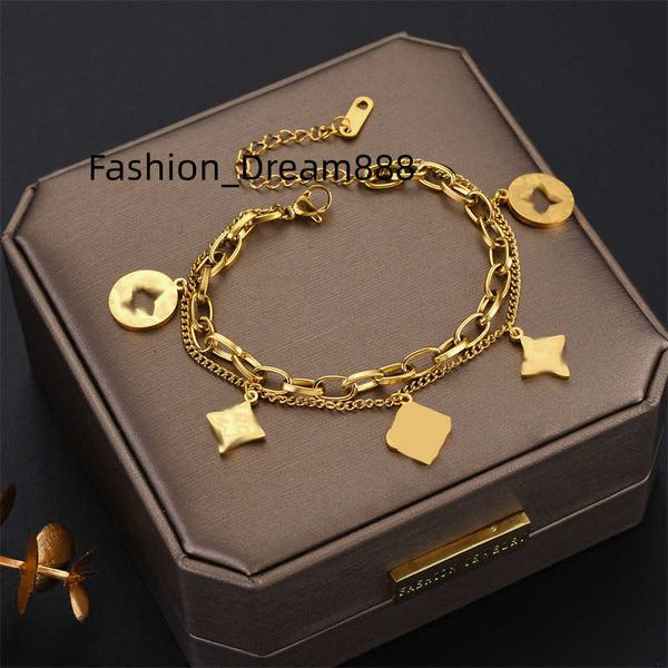 

luxury designer bracelet four leaf clover charm bracelets elegant fashion 18k gold agate shell chain mother women girls couple holiday birth, Golden;silver