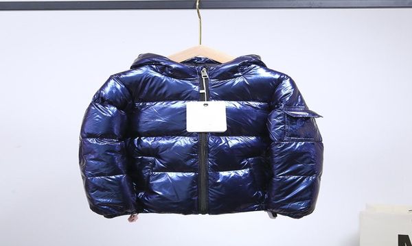 

boys girls winter jackets outdoor warm clothing pink childrens down jacket zipper color matching hooded medium and large short dow7242590, Blue;gray