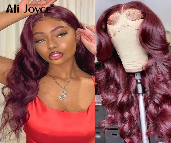 

body wave 13x1 t part lace wig for black women 4x4 closure 99j color baby hair wigs remy brazilian human9794332, Black;brown