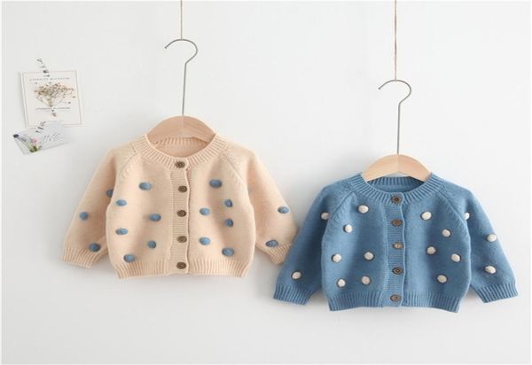 

autumn winter cute girls ball sweater cardigans baby girl soft singlebreasted sweaters kids clothes outwear 2011047983534, Blue