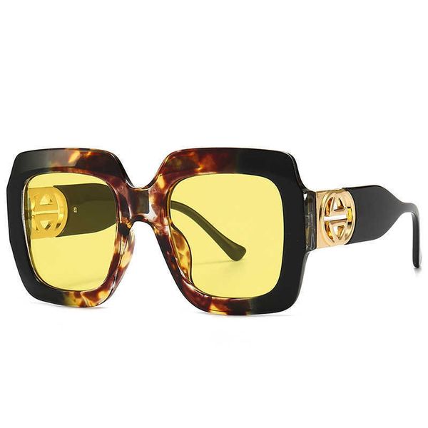 

leopard pattern new square women's sunvisors street shooting fashion large frame sunglasses women, White;black