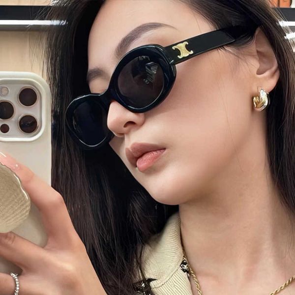 

triumphal arch 2023 new high-end oval sunglasses for women's uv resistant glasses black, White;black