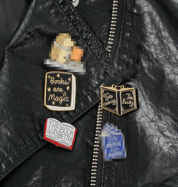 

cute punk style book vintage metal kawaii enamel pin badge buttons brooch shirt denim jacket bag decorative brooches for women gir9666332, Blue
