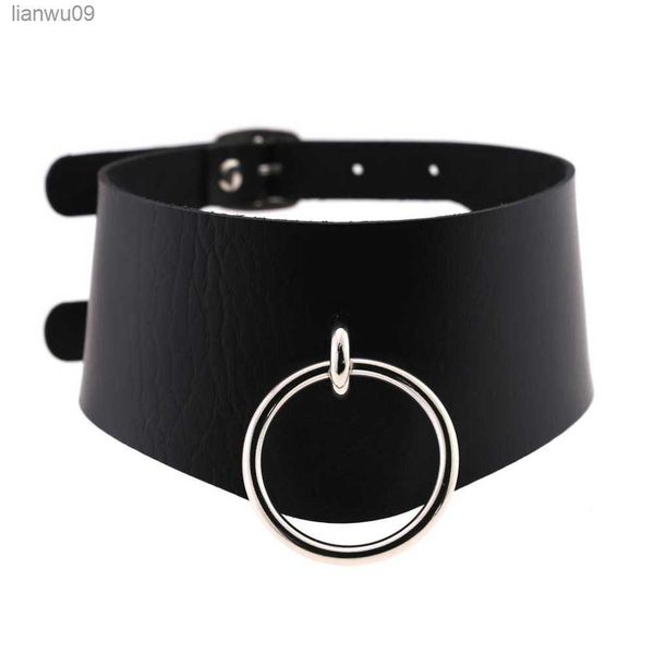 

harajuku pu leather choker round collar bondage goth choker for women 2019 belt necklace punk trendy rock gothic jewelry l230704, Silver