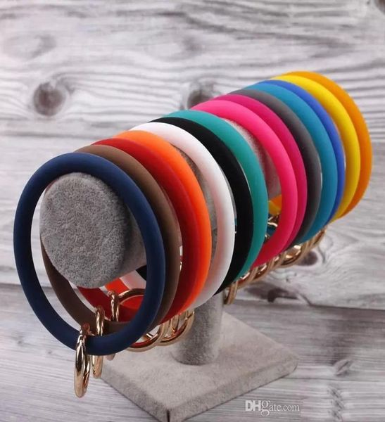 

silicone o key chain big o ring keychain custom circle wristlet keychain whole for women key wrist strap o key ring7050532, Red;brown