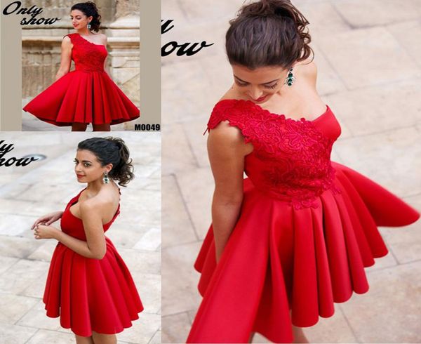 

red cocktail dress one shoulder lace short prom party dress formal event gown plus size vestidos de coctel rojos9786636, Black