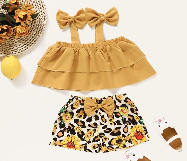 

summer toddler baby kids girls sister clothes sets strap sleeveless vest floral shorts 2pcs clothing set girl5095711, White