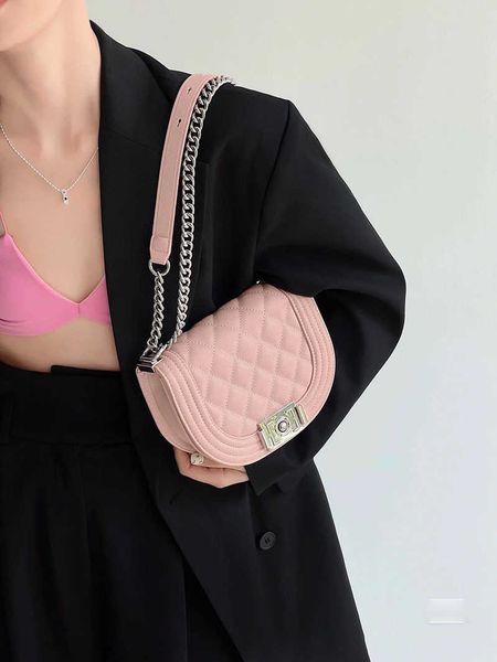

xiaozhong saddle bag women's new xiaoxiangfeng lingge chain bag fashion versatile one shoulder crossbody bag