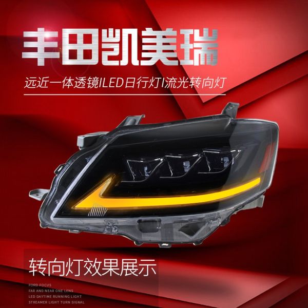 

car headlight daytime running lights front lamp for toyota camry 6 gen 20 09-20 14 high beam streamer turn signal drl head light assembly