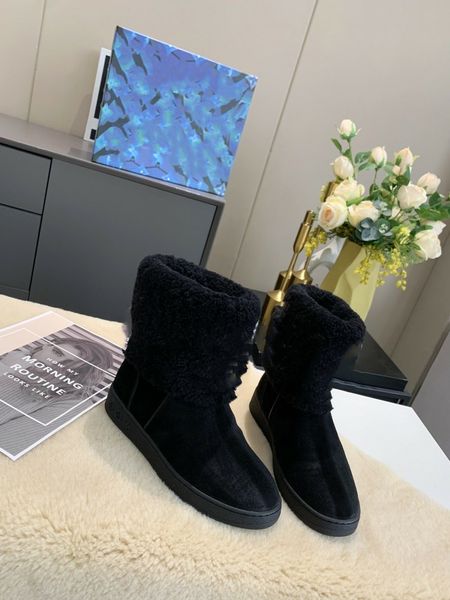 

boots women classic mini platform boot ultra matte fur snow boots suede wool blend comfort winter designer 0702, Black
