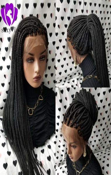 

fully hand braided lace frontal box braids braid wig with baby hair blackbrownburgundy ombre color braiding hair wig for black 4974876