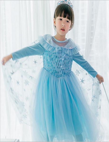 

cosplay girl dress sequins blue princess dresssnowflake cape for performance show baby clothes 27y e8151803734, Red;yellow