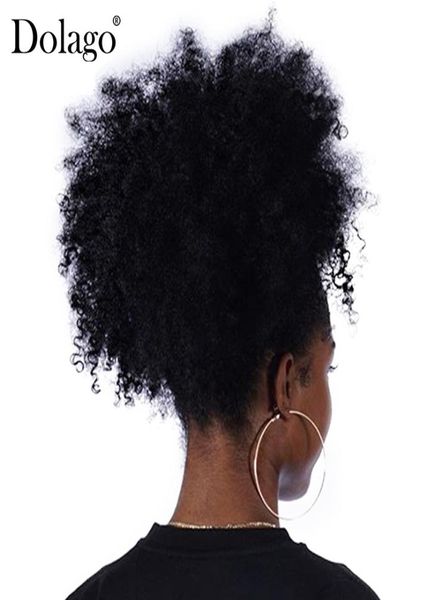 

1 piece clip in ponytails dolago afro kinky curly ponytail for women natural black color remy hair 5203232