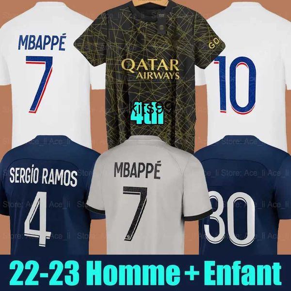 

22 23 psgs mbappe messis soccer jerseys player #30 di maria wijnaldum sergio ramos hakimi maillots de football shirts kit icardi verratti vi, Black;yellow
