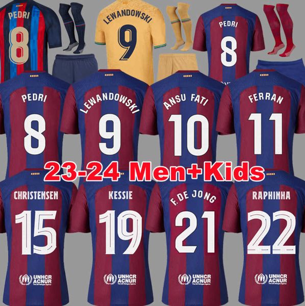 

camisetas de football soccer jerseys lewandowski pedri gavi 23 24 fc ansu fati ferran raphinha barcelona dest shirt men barca kit kids tidal, White;black