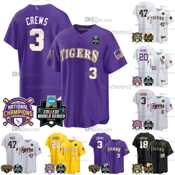 

lsu tigers 2023 world series championship jersey dylan crews brayden jobert tre morgan alex bregman white jake fraley gavin dugas kevin gaus, Black