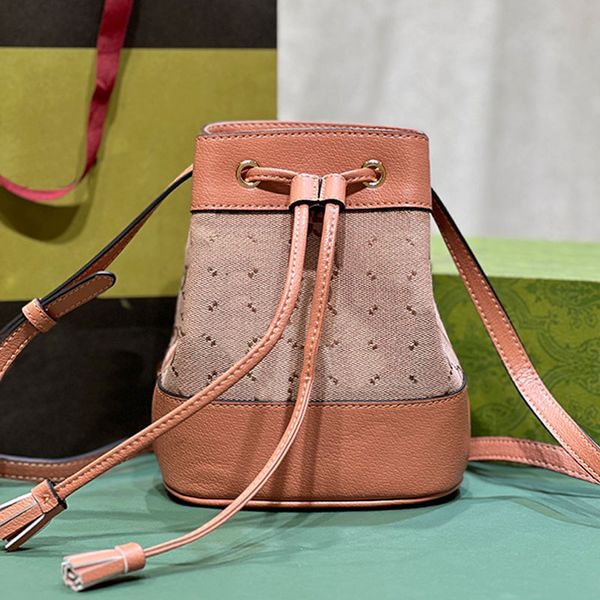 

vintage bucket bag shoulder bag handbag large capacity tote bags classic letter canvas leather crossbody purse drawstring binding hardware a