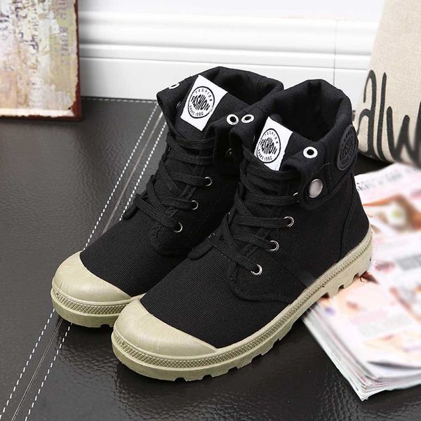

boots canvas shoe style fashion high military ankle casual female 230703, Black