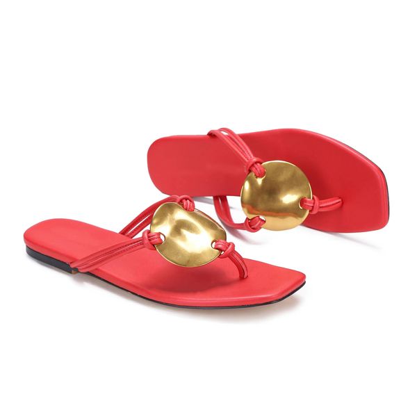 

2023 fashion designer style toe clip sandals summer leather women's flat heel slippers outdoor beach flip-flops black white red with bo