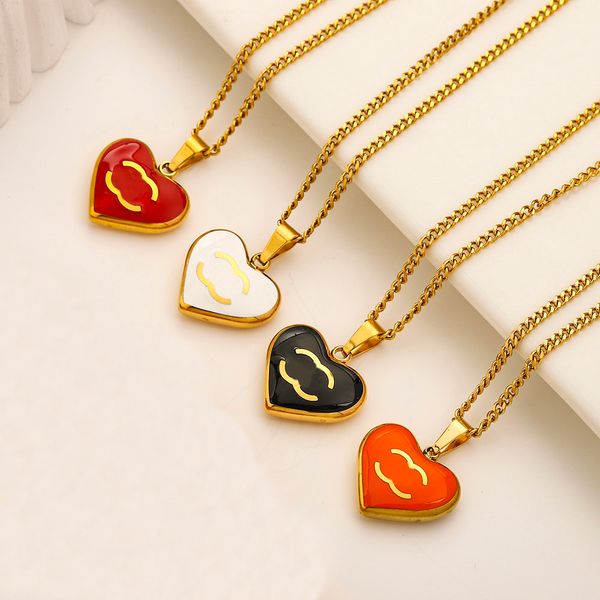 

4 color pendant necklaces heart 18k gold plated stainless steel necklace designer necklaces choker letter pendant chain crystal rhinestone w, Silver