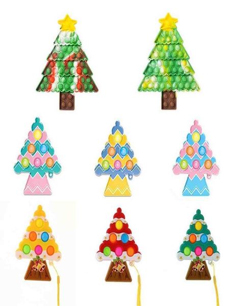 

christmas tree xmas stocking push bubble popper board sensory finger puzzle toys key ring keychain kids poo-its game pad early learning educ