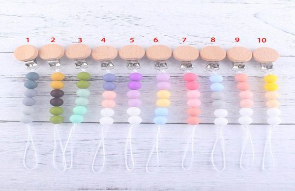 

baby pacifier holder clips wood silicone pacifier chain baby teether holder clip bead chains feeding infant toys baby gifts b18788289400