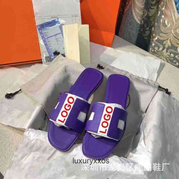 

stars h slipper oran sandal 2023 girl women same style designer family women's summer h leather flat shoes wearing thick heel 2lpp