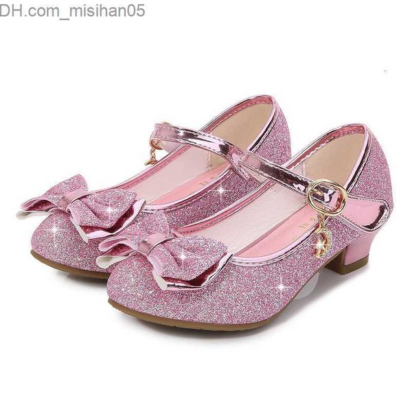 

sneakers sneakers girls princess shoes butterfly knot high heel shiny crystal kids leather children's single birthday present z230705, Black;red