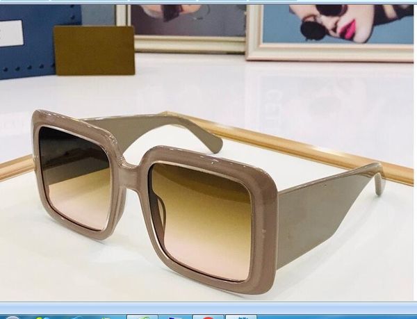 

2023 women men sunglasses purple width plank full frame brown gradient color square glasses available with box, White;black