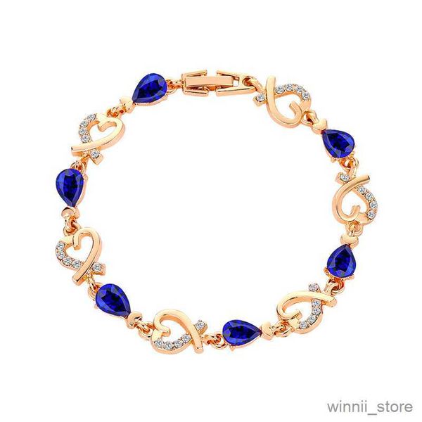 

charm bracelets elegant red water bracelet for women shiny heart flower bracelets girl wedding jewelry gift r230704, Golden;silver