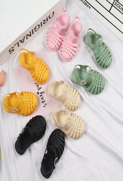 

baby gladiator sandals breathable hollow out shoes pvc summer kids shoes 2021 fashion beach children sandals for boys girls 2103058156983, Black;red