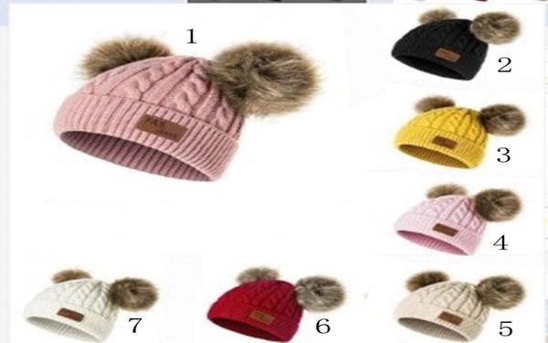 

baby knitted hat fashion winter warm boys and girls pompom fur ball hats baby warm caps1016820, Yellow