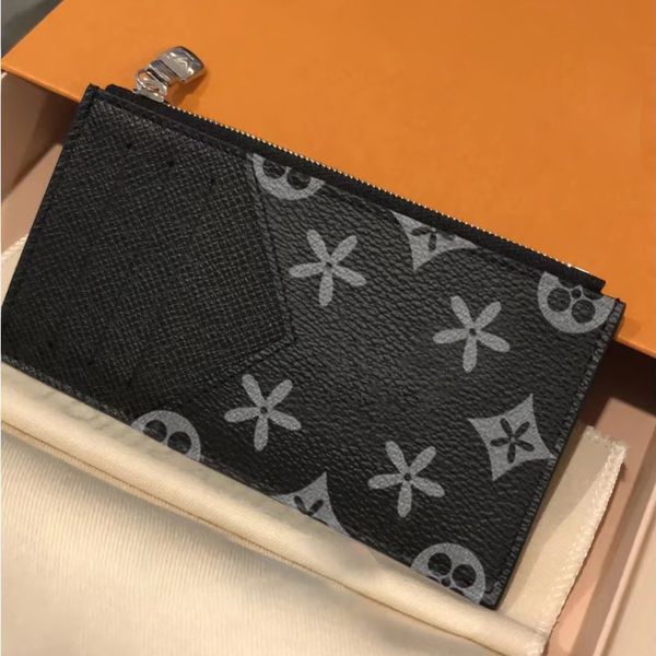 

2023new style m30271 fashion womens coin purses cowhide coin card holders designer business card mini wallet men brown flower bag purse key, Red;black