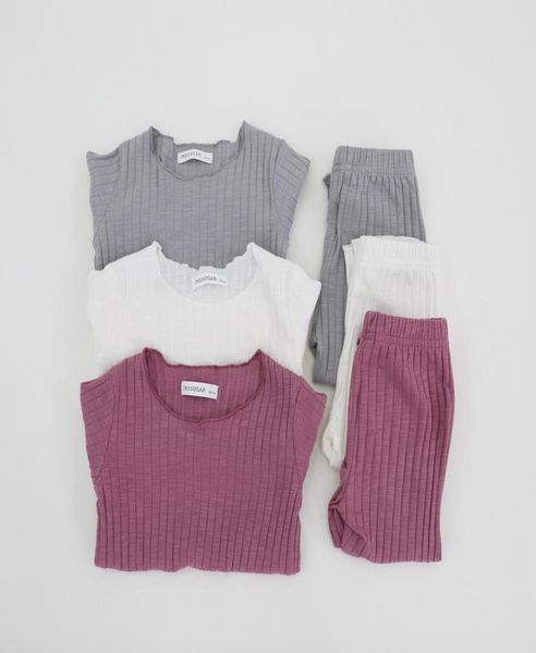 

baby girls clothing suit t shirtpants infant baby girl clothes knit home outfits 2pcs set candy color 18 years whole mx9530243, White