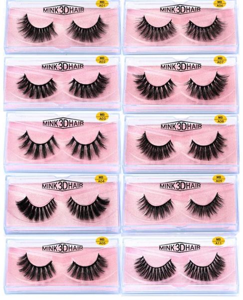 

3d mink faux false eyelashes hand made full strip lashes natural long mink eyelashes pink box fake eyelashes7190689