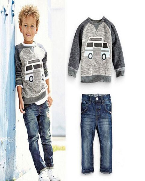 

baby kids outfits winter thickening printed jeans pants twopiece sets kids casual clothes girls boy clothes sets 18m7t 077341714, White