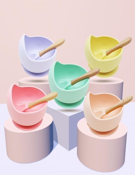 

baby dinnerware sets silicone bowl spoon maternal infant feeding cutlery suction cup complementary food drop proofxm3862217