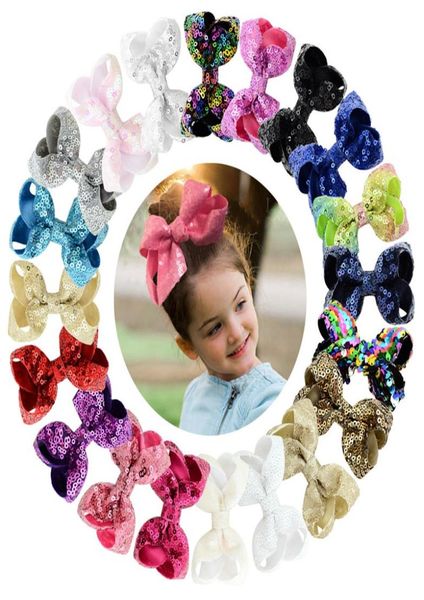 

20colors small 3inch girls embroideried sequin bows with alligator clips kids hairpins bling barrette hair accessories 8549157134, Slivery;white