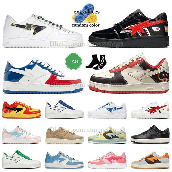 

2023 designer sta shark black sk8 casual shoes low men sneakers france college dropout abc camo white green patent leather camo combo red jo